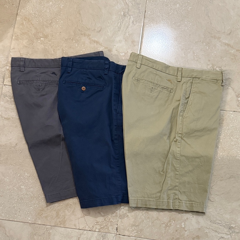 Tommy Bahama Men's Flat Front Shorts - Gray, Navy, Khaki